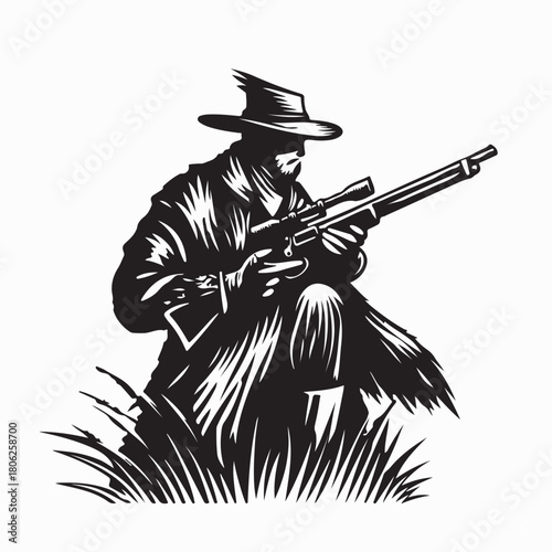 Forest Poacher Character Vector Design isolated on white background