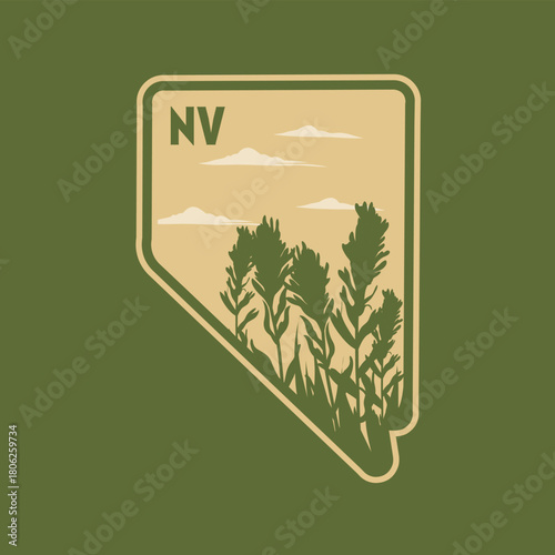 Silhouette of Nevada Sagebrush Flower Perfect for Printable, etc