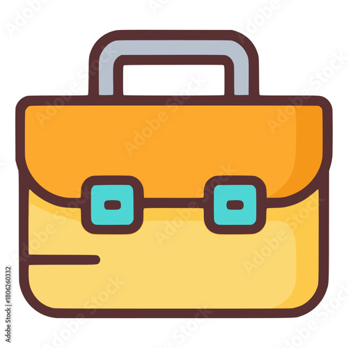 Briefcase work secure protect flat color vector illustration template design