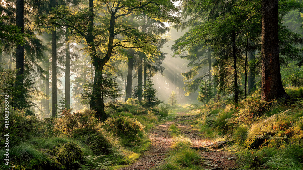 Naklejka premium morning in the woods