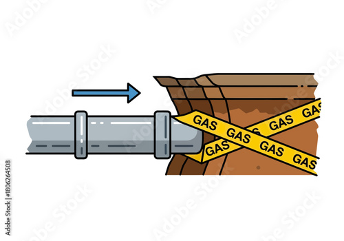Gas line pipe with taped leak illustration.