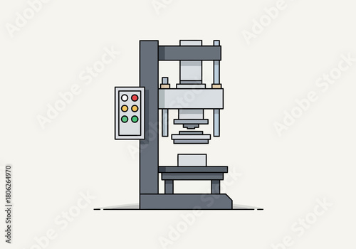 Industrial hydraulic press machine ready for metal forming.