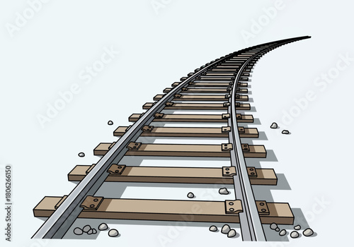 Single Railroad Track Extending Into Distance.