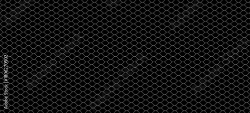 Wire mesh fence isolated on white background. Mesh texture for fishing nets. Seamless black pattern for sportswear or soccer goal, volleyball net, basketball hoop, hockey, athletics.
