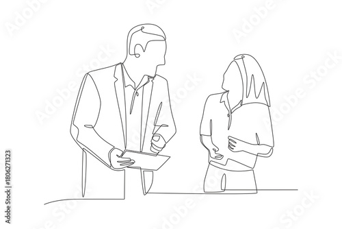 Talking to customers concept one-line drawing