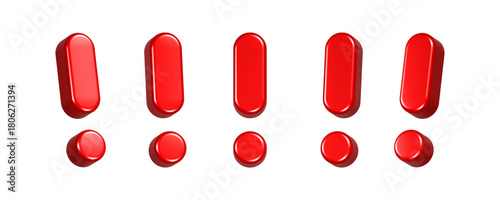 Fotografie 3d rendering icon red exclamation mark in set