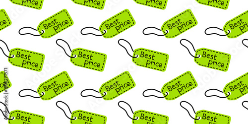 Bright green tags displaying best price marks, ideal for sale events and discounts in stores or online shops