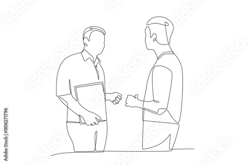 Talking to customers concept one-line drawing