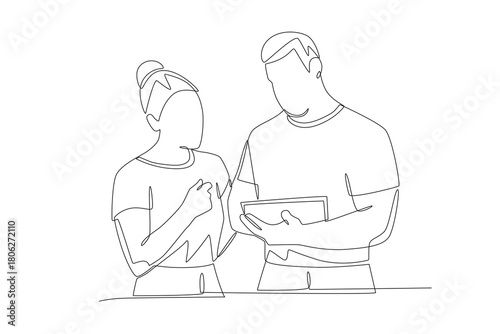 Talking to customers concept one-line drawing