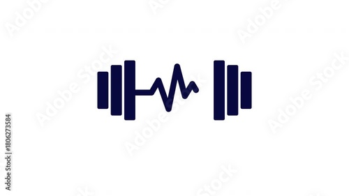 Animation a weightlifting barbell pumps an ekg heartbeat symbol a vital motion graphic element.