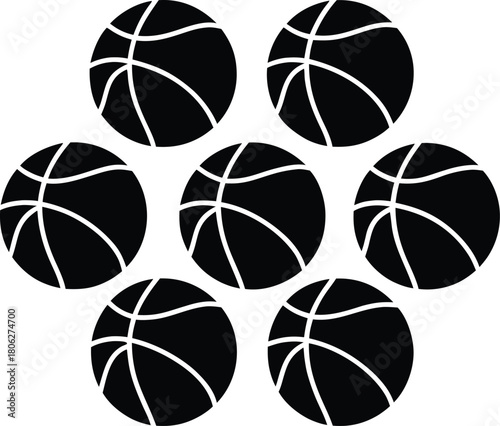 Basketball Silhouette Set – Sports Ball Vector Icons Collection