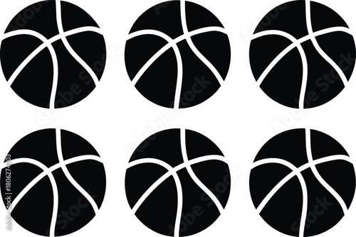Basketball Silhouette Set – Sports Ball Vector Icons Collection