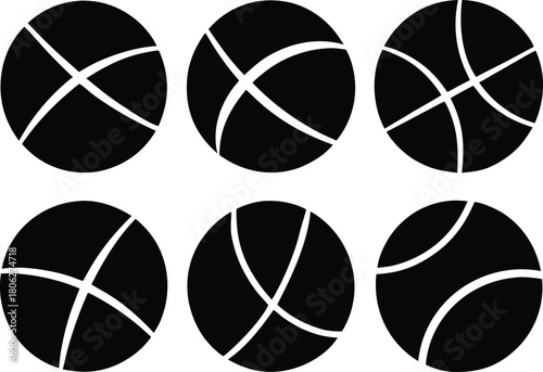 Basketball Silhouette Set – Sports Ball Vector Icons Collection