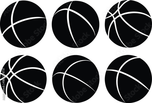 Basketball Silhouette Set – Sports Ball Vector Icons Collection