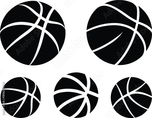 Basketball Silhouette Set – Sports Ball Vector Icons Collection