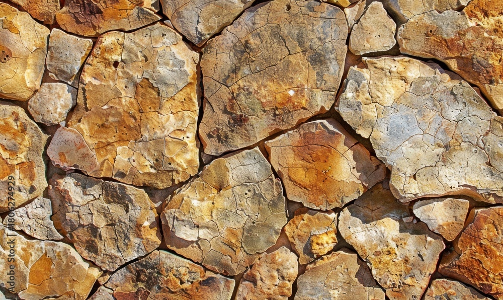 Fototapeta premium Detailed stone wall texture pattern background material close up