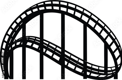Roller Coaster Track Silhouette – Amusement Park Ride Vector Illustration