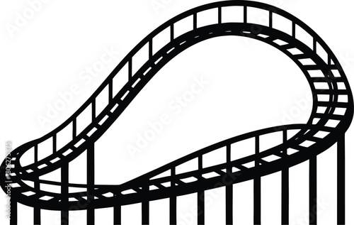 Roller Coaster Track Silhouette – Amusement Park Ride Vector Illustration