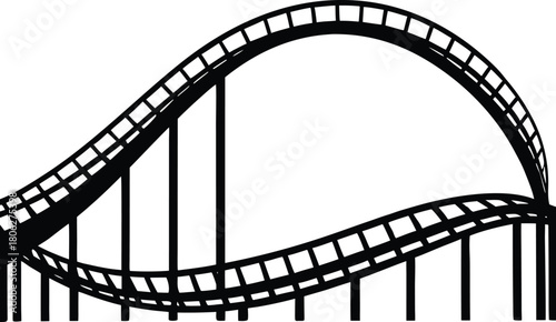 Roller Coaster Track Silhouette – Amusement Park Ride Vector Illustration