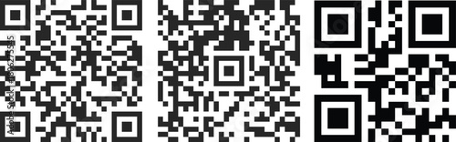 Scan QR code vector icon set. Digital scanning qr code. QR code scan for smartphone. QR code for payment. Isolated vector illustration on white background.