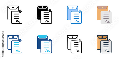 Employment contract icon set multiple style collection 
