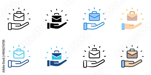 Job offer icon set multiple style collection 
