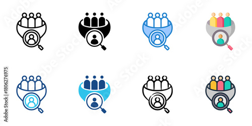 Talent pipeline icon set multiple style collection 
