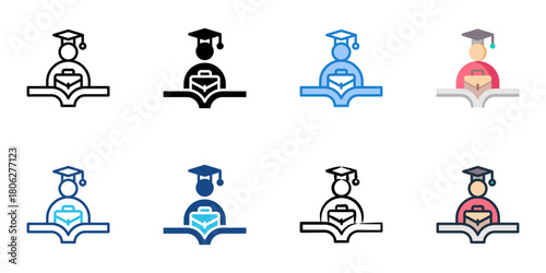 Internship program icon set multiple style collection 
