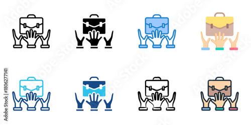 Recruitment events icon set multiple style collection 
