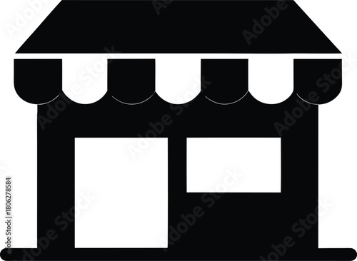 Store Icon Silhouette – Shop Building Vector Illustration
