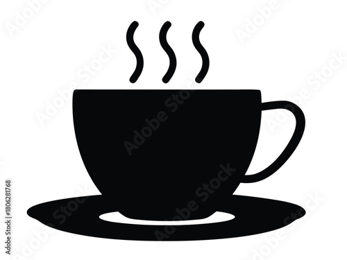 Coffee Cup Silhouette Icon – Hot Drink Café Black Vector