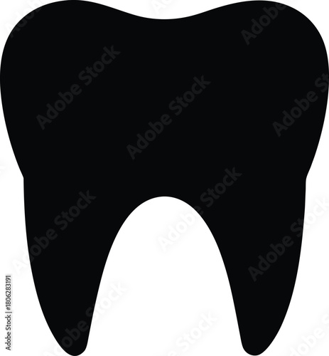 Tooth Silhouette Icon – Dental Care Black Vector Illustration