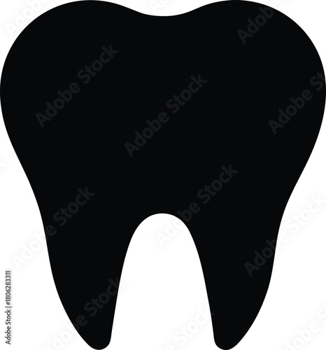 Tooth Silhouette Icon – Dental Care Black Vector Illustration