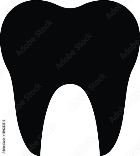 Tooth Silhouette Icon – Dental Care Black Vector Illustration