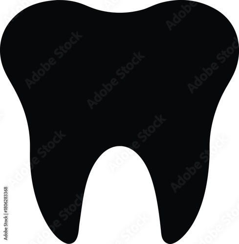 Tooth Silhouette Icon – Dental Care Black Vector Illustration