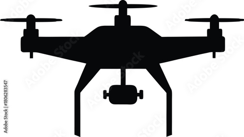Professional Drone Silhouette Icon – Quadcopter UAV Isolated Graphic