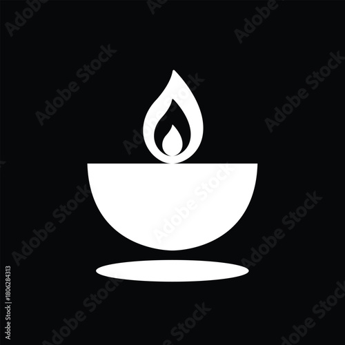 An illustration of Diya lamp. Oil lamp with fire. Hindu festive season also known as festival of light.