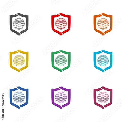 Golf club badge icon isolated on white background. Set icons colorful