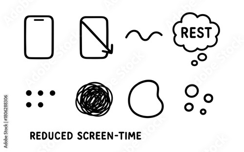 Minimalist icons for digital detox and relaxation concepts