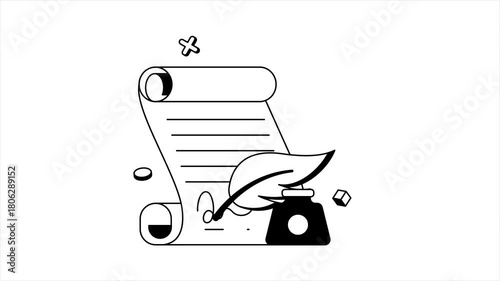 Quill Paper Animation MP4 File