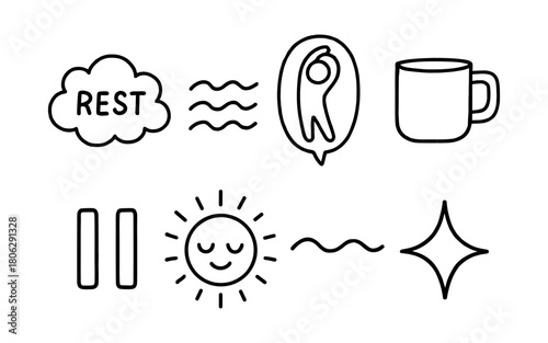 Simple line icons for rest and relaxation concept