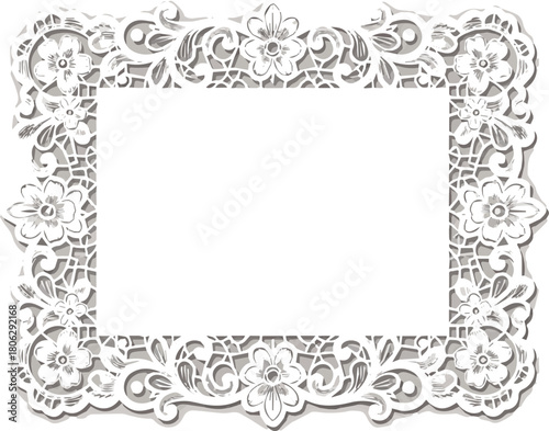 Create a White place mat with ornate lace border vector art with white background.