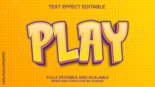 play text effect cartoon style editable