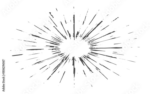 Explosive burst of dark ink splatters radiating outwards from a bright center abstract background
