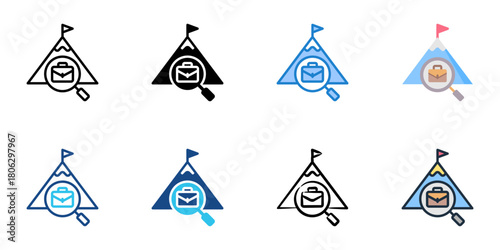 Recruitment challenges icon set multiple style collection 
