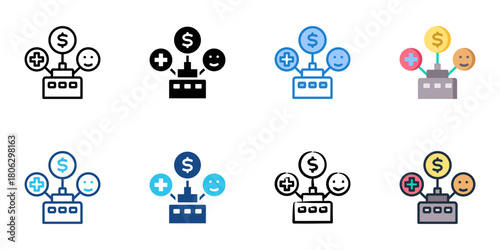 Employer value proposition icon set multiple style collection 
