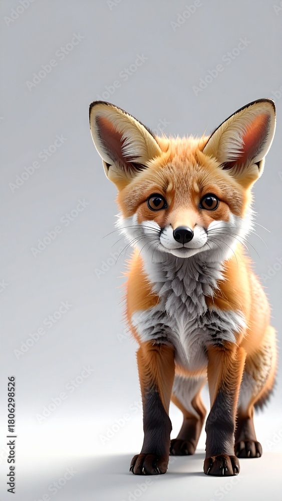 Obraz premium Cute Fox Portrait on White Background for Stock Imagery Use in Articles and Websites About Wildlife.