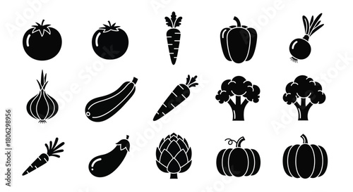Fresh garden vegetables and produce in a simple black and white style