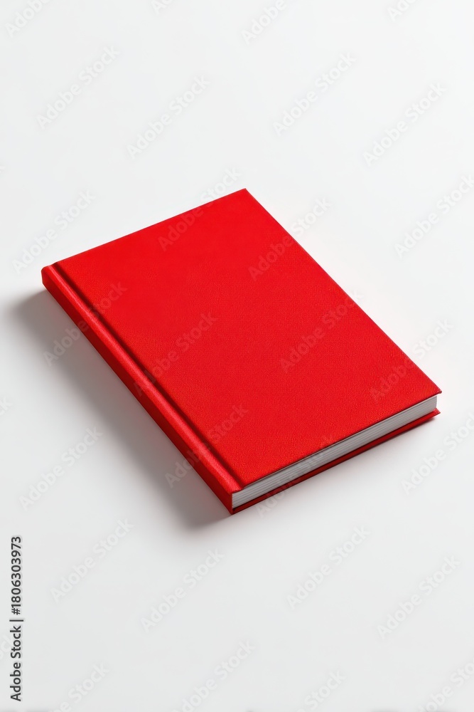 Fototapeta premium Flat lay of a red notebook with blank pages, perfect for study and writing