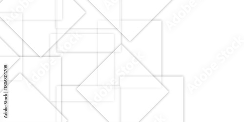 White lines on a white background illustrate a technical drawing plan for architecture or construction. business technology concept, White background business line pattern of geometry, soft white, art